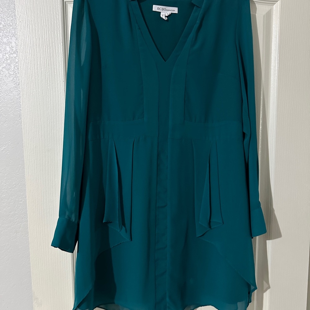 BCBGeneration Teal V-Neck Blouse